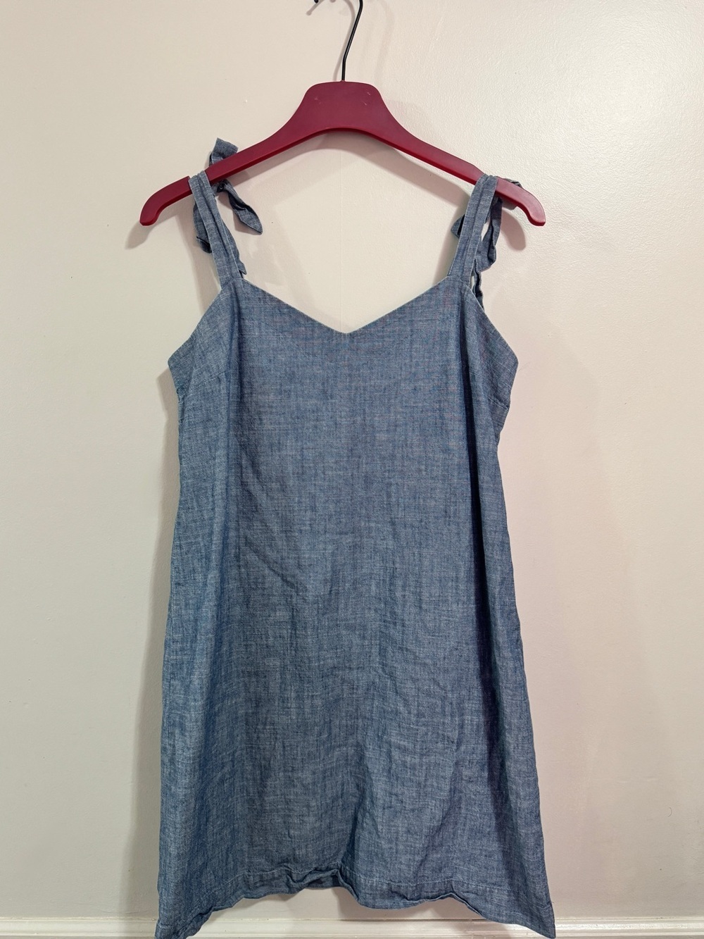 100% Cotton J.Crew Blue Denim Dress With Tie Straps Woman’s Size M